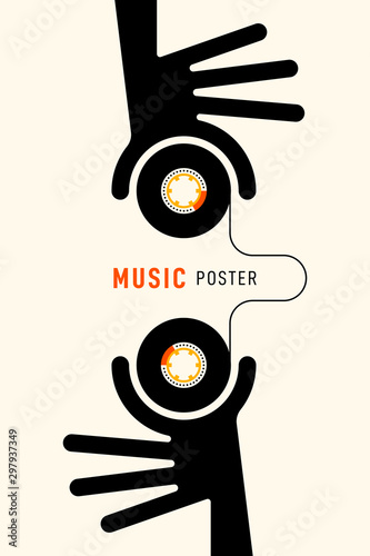 Music poster design template background vintage retro style