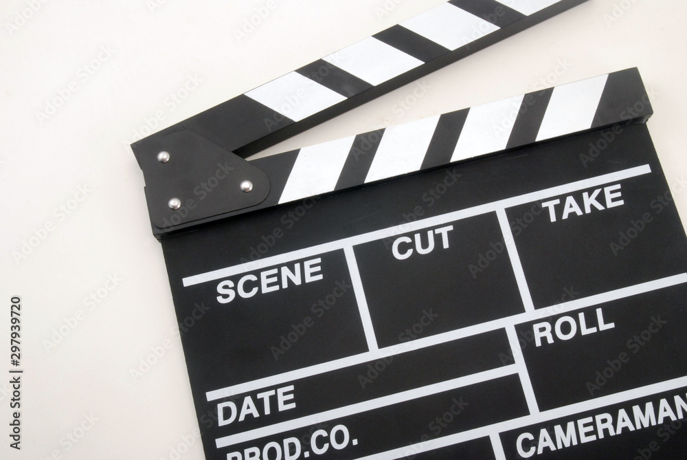director clapper board on white background