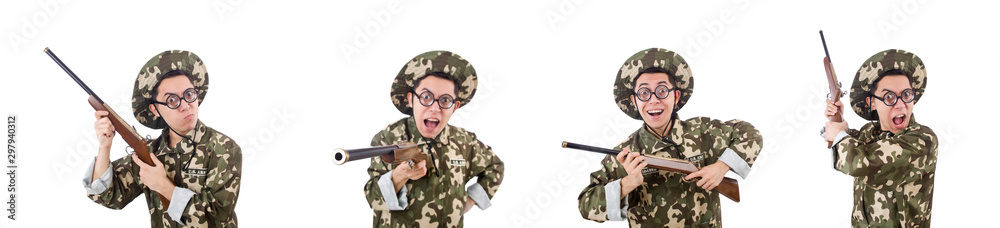 Funny soldier isolated on the white Funny soldier isolated on the white