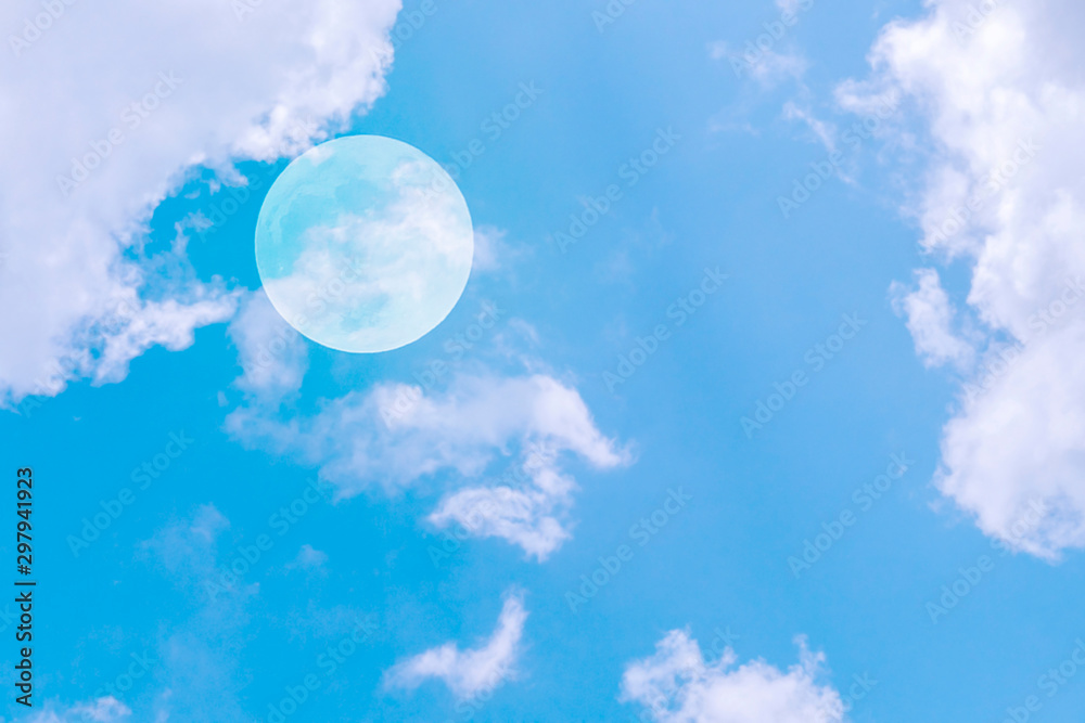 Natural light from the sun with blue sky and white clouds.