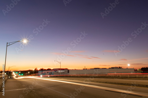 sunset skies florida traffic light streaks long exposure