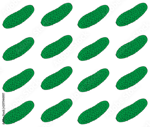 Vector seamless pattern of hand drawn sketch green cucumber isolated on white background