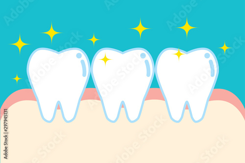 健康な歯のキャラクターのイラスト character illustration of healthy tooth and gum