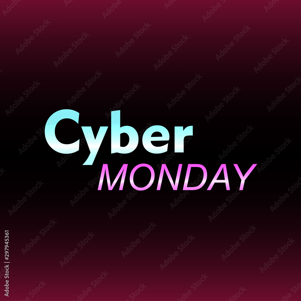 Cyber Monday sales design template. Vector illustration of a neon lamp with digital light, particles, and light effects.