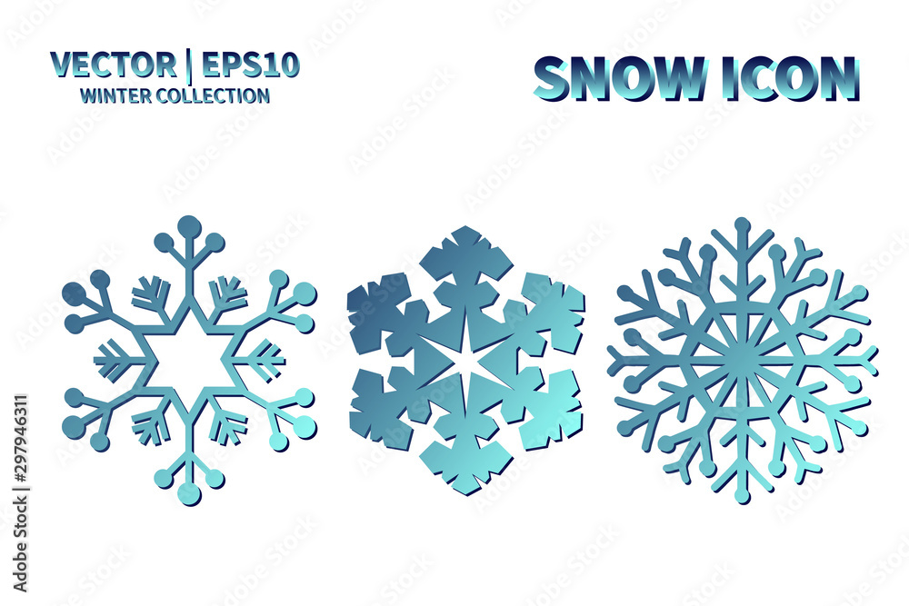 Snowflake vector icon set. Christmas and winter snow flake element collection. Isolated flat new year holiday decoration illustration template. Cold weather object design silhouette symbol Snowflake vector icon set. Christmas and winter snow flake element collection. Isolated flat new year holiday decoration illustration template. Cold weather object design silhouette symbol