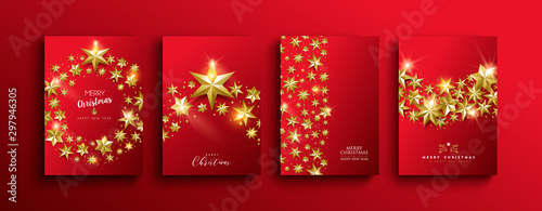 Christmas and new year gold 3d stars template