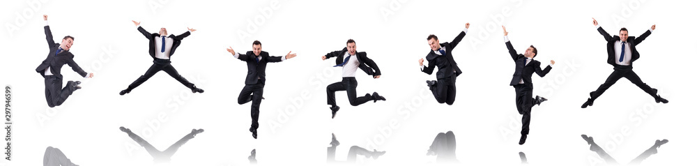 Funny businessman isolated on the white