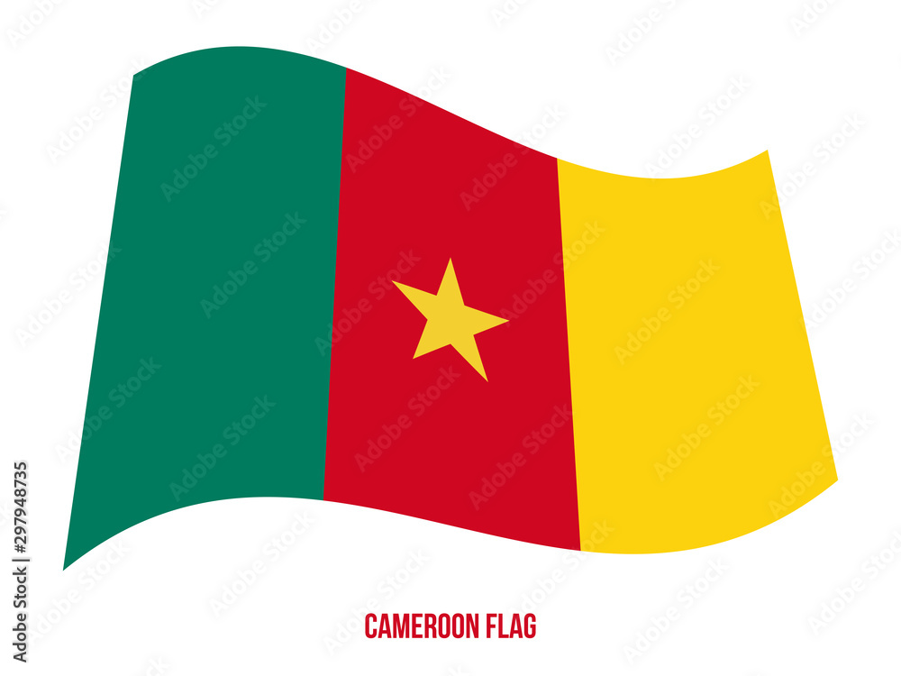 Cameroon Flag Waving Vector Illustration on White Background. Cameroon National Flag. Cameroon Flag Waving Vector Illustration on White Background. Cameroon National Flag.