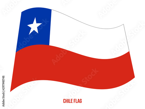 Chile Flag Waving Vector Illustration on White Background. Chile National Flag.