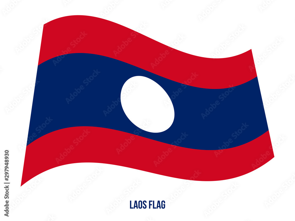 Laos Flag Waving Vector Illustration on White Background. Laos National Flag. Laos Flag Waving Vector Illustration on White Background. Laos National Flag.