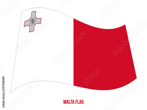 Malta Flag Waving Vector Illustration on White Background. Malta National Flag.