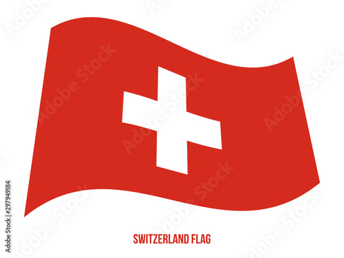 Switzerland Flag Waving Vector Illustration on White Background. Switzerland National Flag.