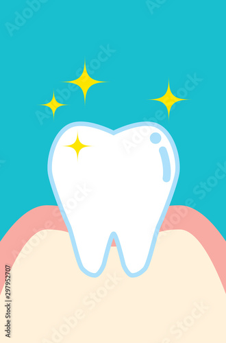 健康な歯のキャラクターのイラスト character illustration of healthy tooth and gum