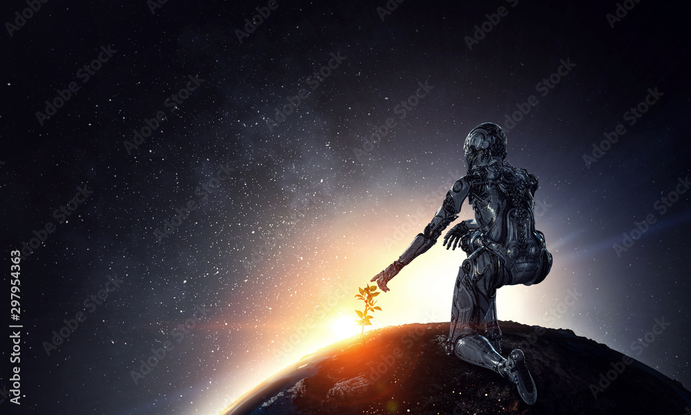 Cyborg woman as concept of creation. Mixed media Cyborg woman as concept of creation. Mixed media