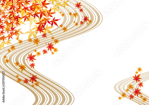 紅葉 もみじ 落ち葉 秋 枯れ葉 流線 線 京都 和風 和柄 Stock Vector Adobe Stock