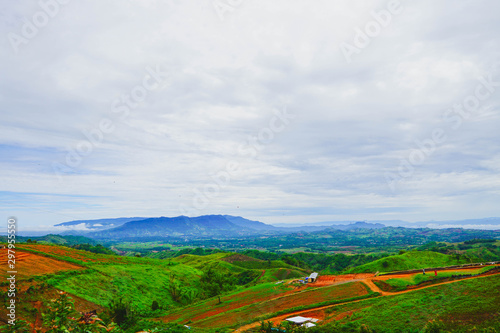Fresh green mountainand and cloudy sky in morning, at Khao Kho, Phetchabun, Thailand