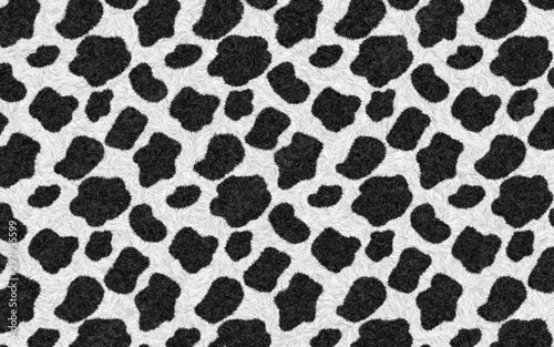 Cow pattern, carpet seamless cow skin background, black and white texture. Look smooth, fluffy and soft.