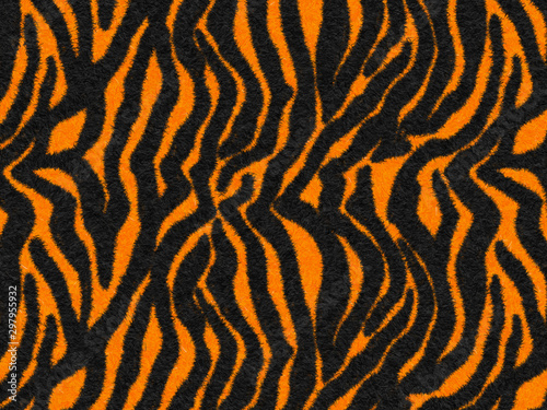 Balck-Orange Tiger Stripes Fur texture  carpet animal skin background  black and orange theme color  look smooth  fluffy and soft  fashion clothes textile concept. Design by using photoshop brush.