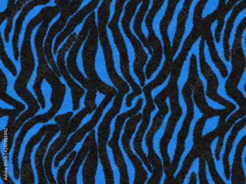 Balck-Blue Tiger print Fur texture, carpet animal skin background, black and dark blue theme color, look smooth, fluffy and soft, fashion clothes textile concept. Design by using photoshop brush.