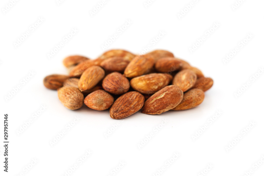 peeled young almonds on a white background, isolate, nut antioxidant peeled young almonds on a white background, isolate, nut antioxidant