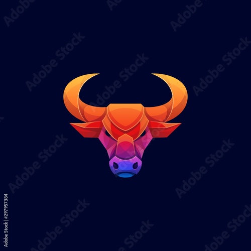 Bull Head Colorful Geometric Low poly Icon Vector Template