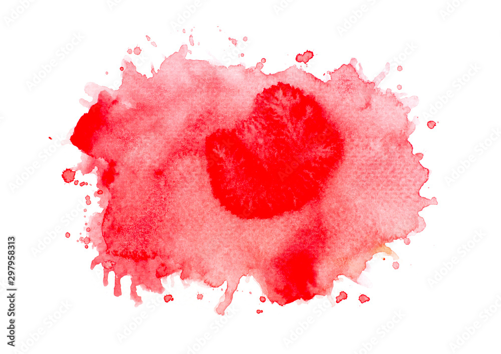 abstract watercolor background.splash color red on paper.