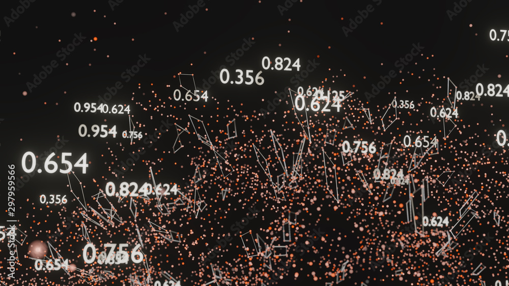 Φωτογραφία Abstract network of lines and random numbers