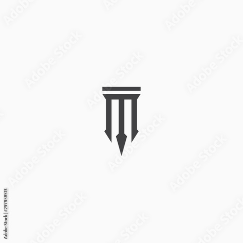 Letter M Abstract trident Logo Icon Design Template Vector Illustration