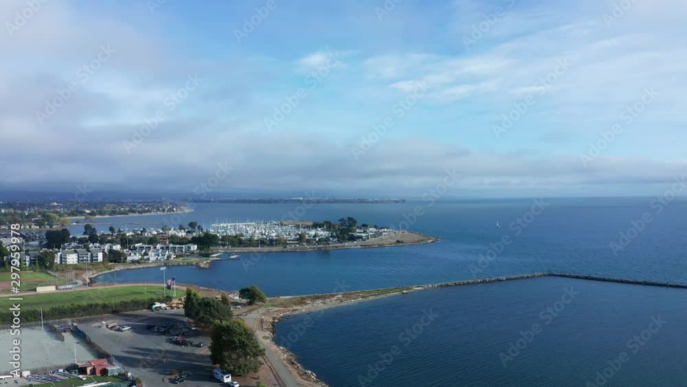 Sunny bay with clouds and fog slight rain. Sunny bay with clouds and fog slight rain.