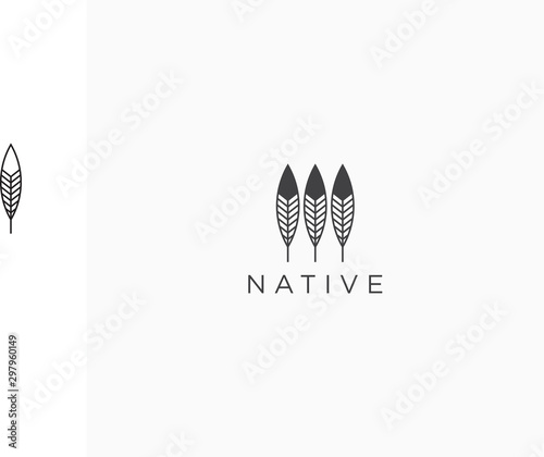 Three feather Native Logo Icon Design Template Vector Illustration