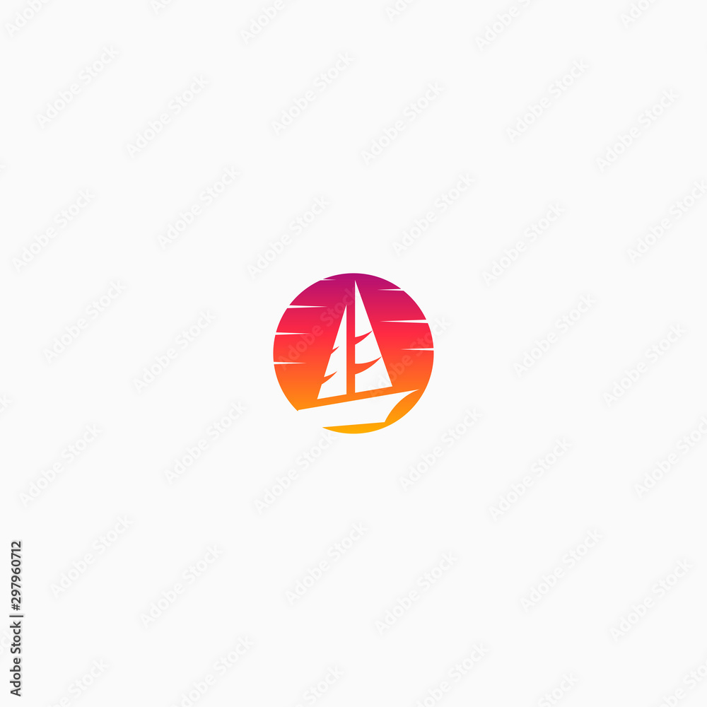 Gradient Sailboat Logo Icon Design Template. yacht, marine, travel Vector Illustration Gradient Sailboat Logo Icon Design Template. yacht, marine, travel Vector Illustration