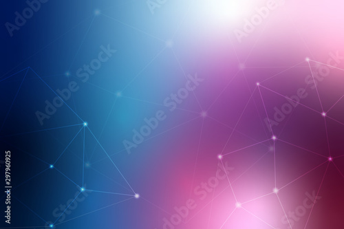 Abstract polygonal space low poly dark with connecting dots and lines. Connection structure technology and business.