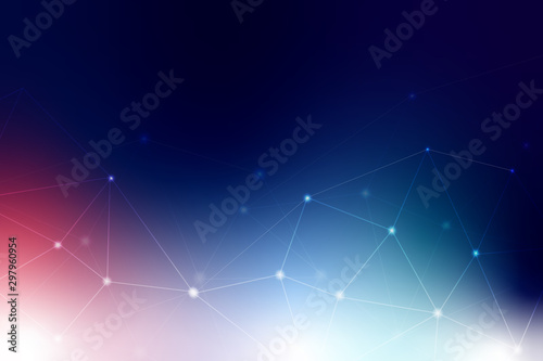Abstract polygonal space low poly dark with connecting dots and lines. Connection structure technology and business.