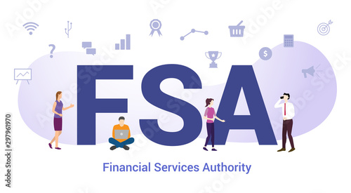 fsa financial services authority concept with big word or text and team people with modern flat style - vector