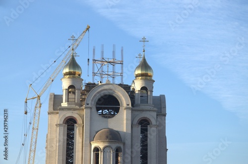 The Orthodox parish of the Church of the Nativity is under construction. Belarus, Brest. October 21, 2019.