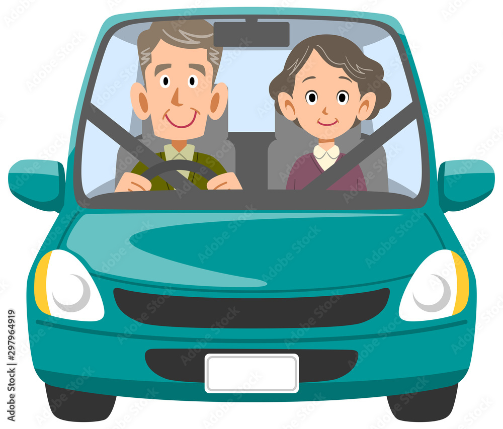 自動車で外出する老夫婦