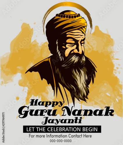 illustration of Happy Gurpurab, Guru Nanak Jayanti festival of Sikh celebration background
