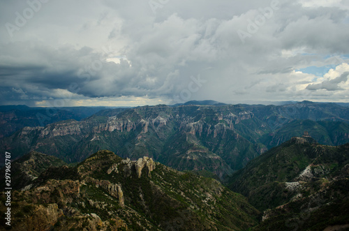 Barrancas del Cobre in Chihuahua with rain clouds to the horizon