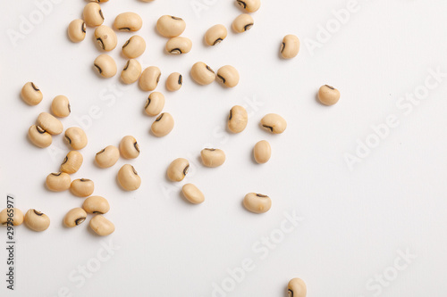 Black eyed beans on white background 