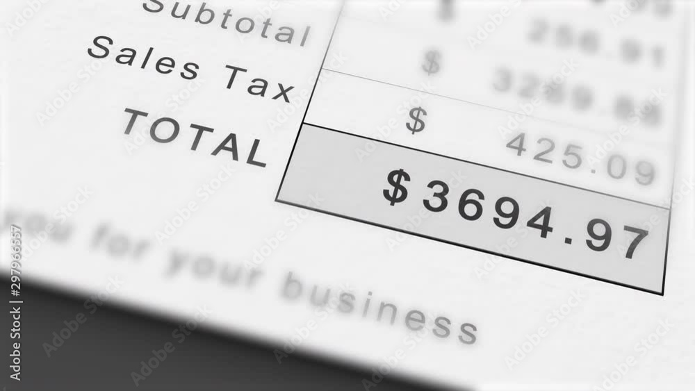 Animated growing invoice total in dollars, including sales tax. Costs grow infinitely. Animated growing invoice total in dollars, including sales tax. Costs grow infinitely.