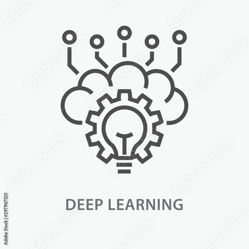 Deep learning line icon on white background.