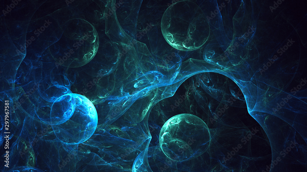 Obraz premium 3D rendering abstract blue fractal light background