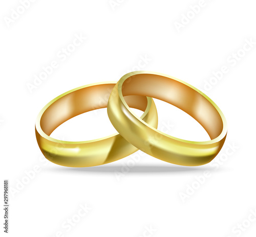 Two golden rings, realistic vector