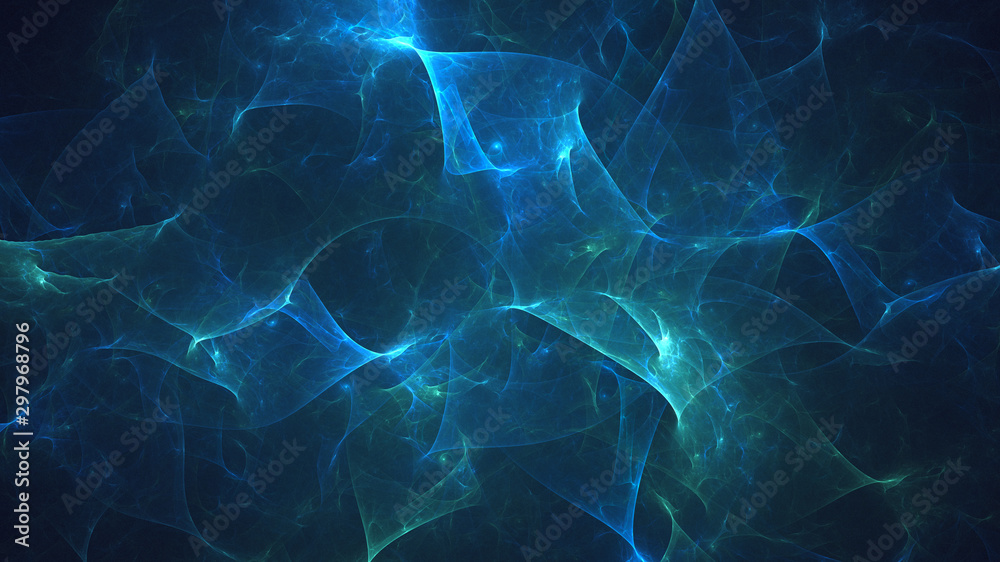 3D rendering abstract blue fractal light background - obrazy, fototapety, plakaty 