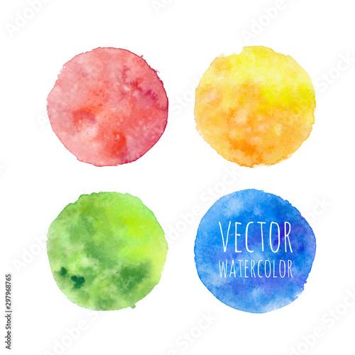 Vector abstract watercolor stains on white background.The color splashing on the paper. Hand drawn.