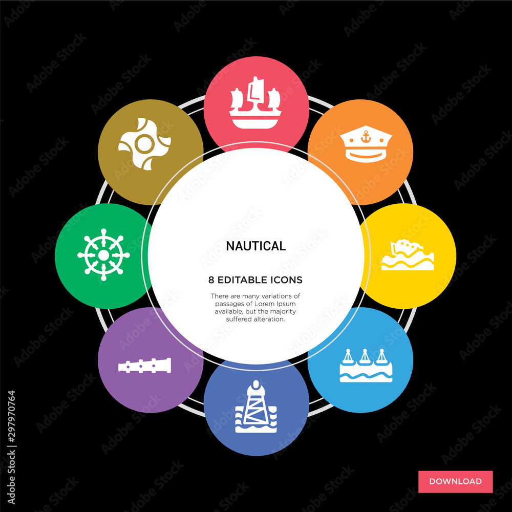 Fotografie 8 nautical concept icons infographic design