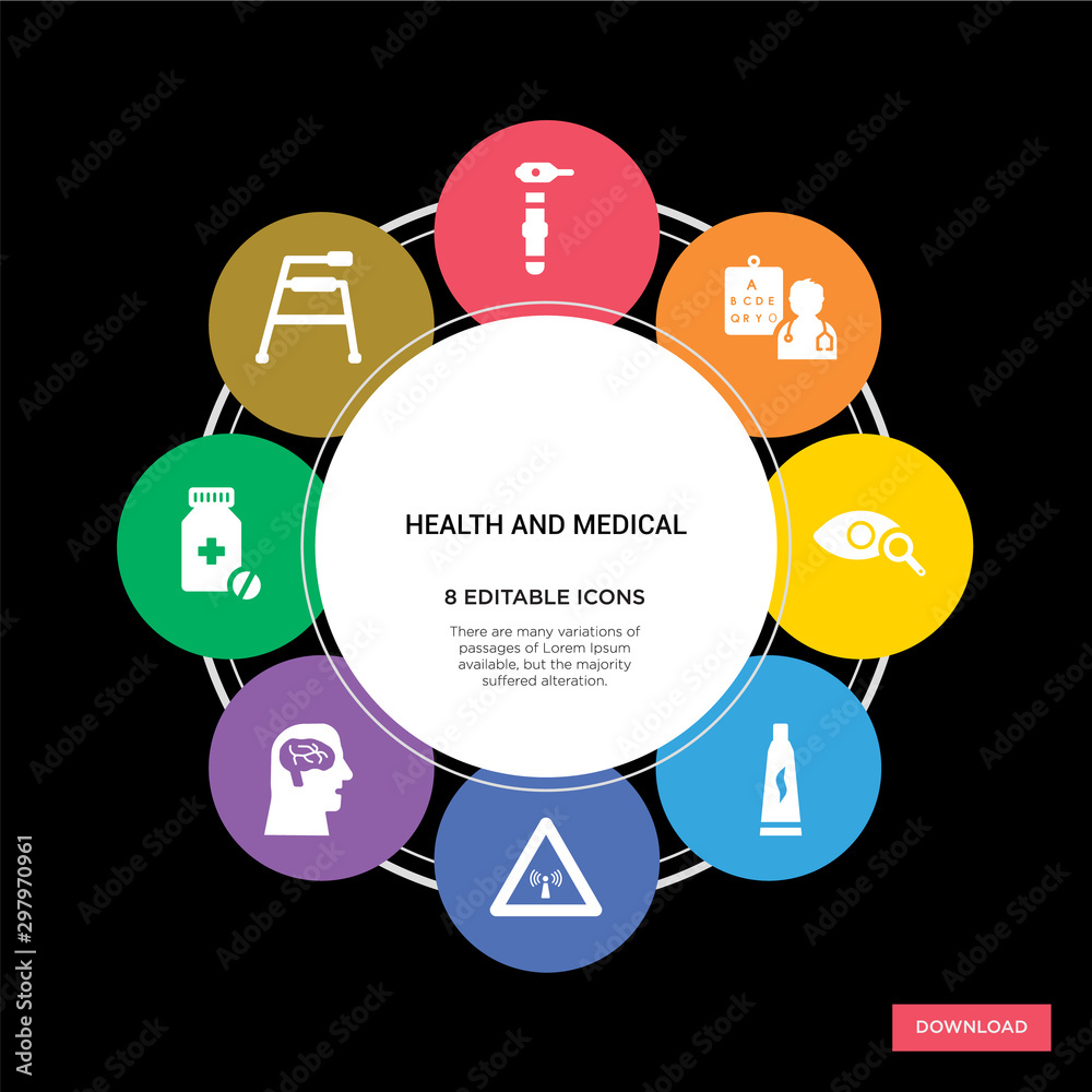 Φωτογραφία 8 health and medical concept icons infographic design