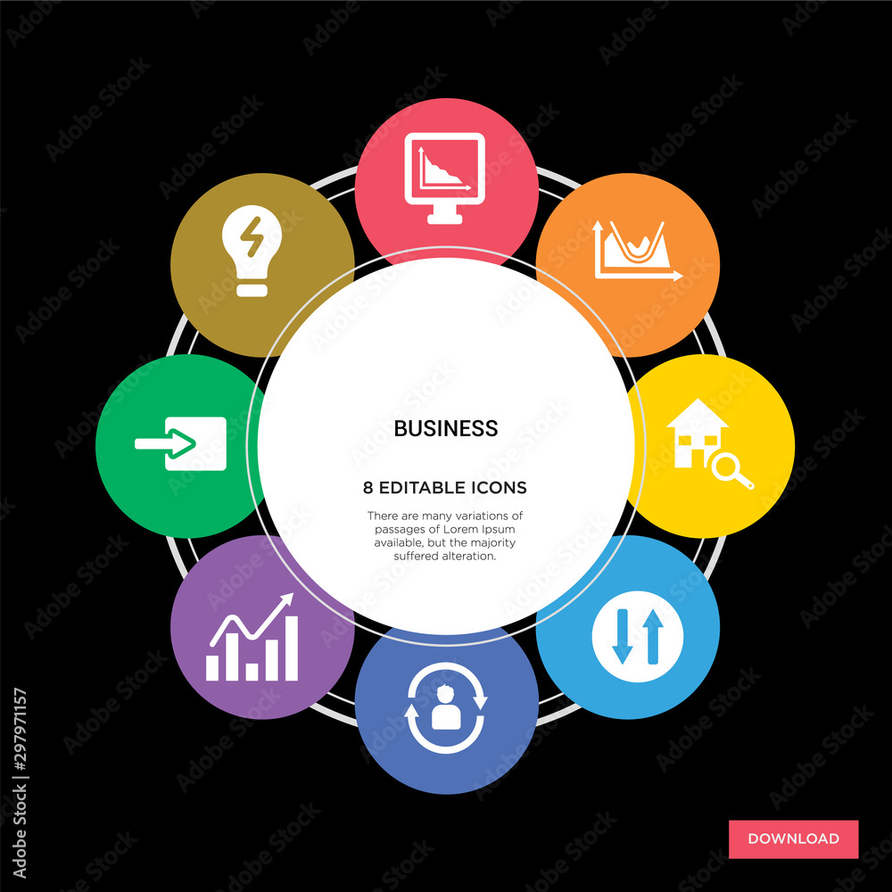 Fotografie 8 business concept icons infographic design