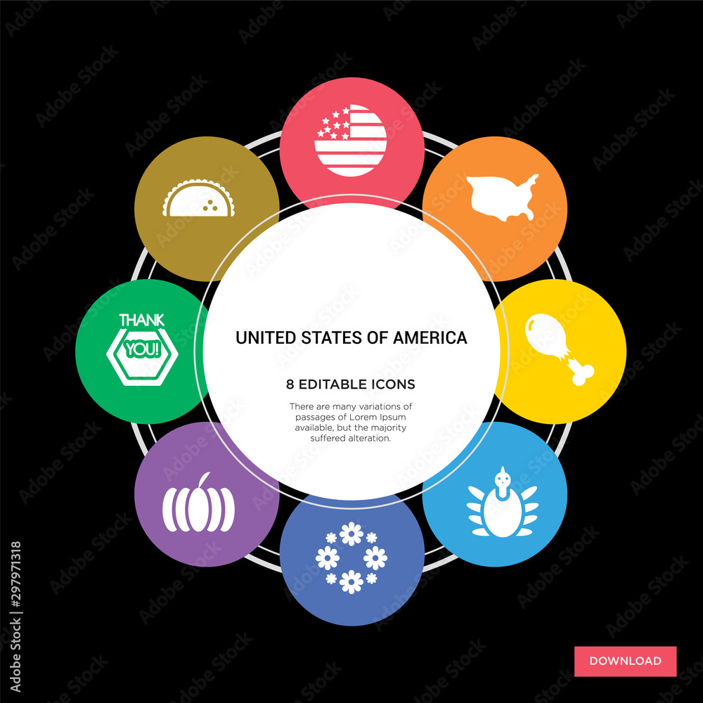 Φωτογραφία 8 united states of america concept icons infographic design