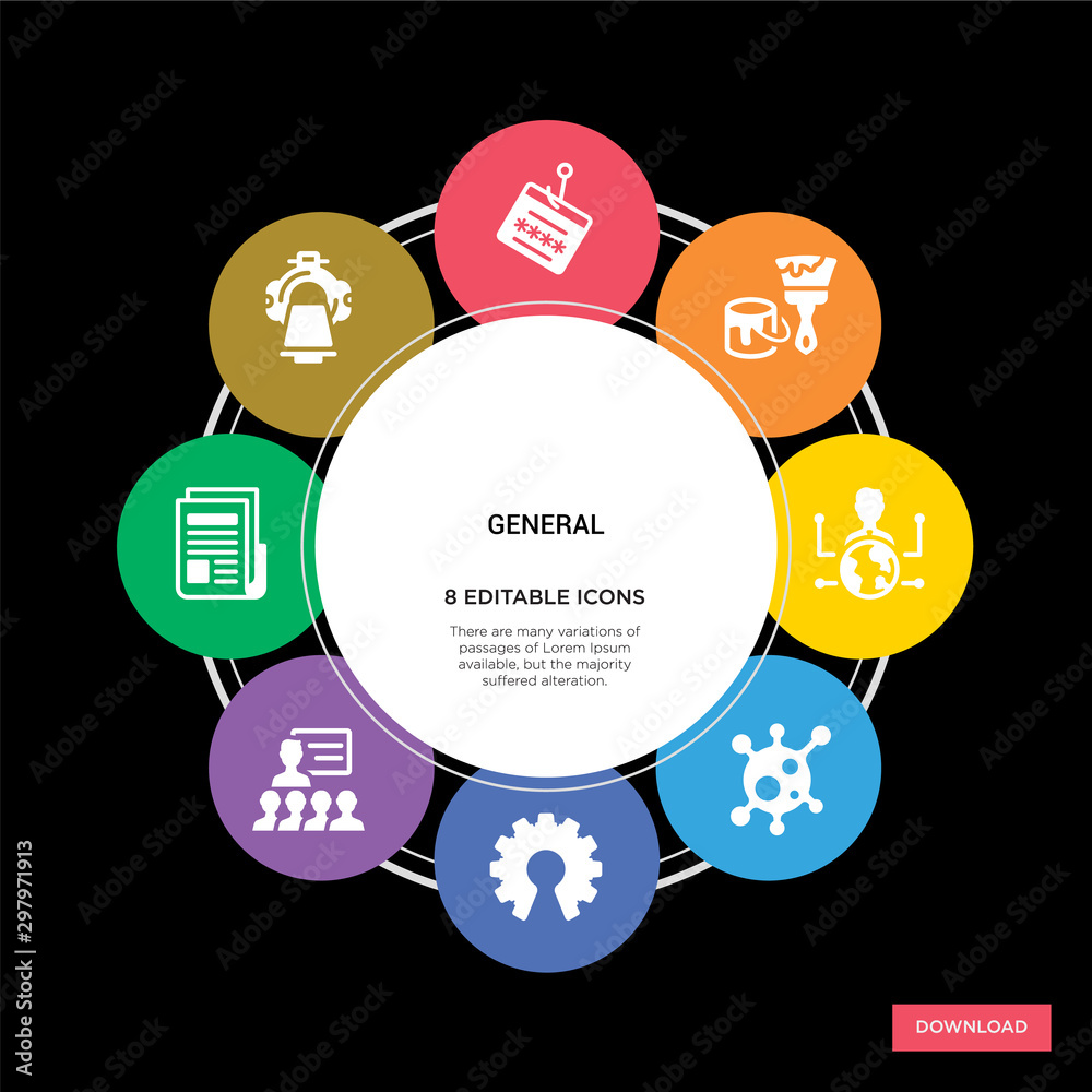 Fotografie 8 general concept icons infographic design